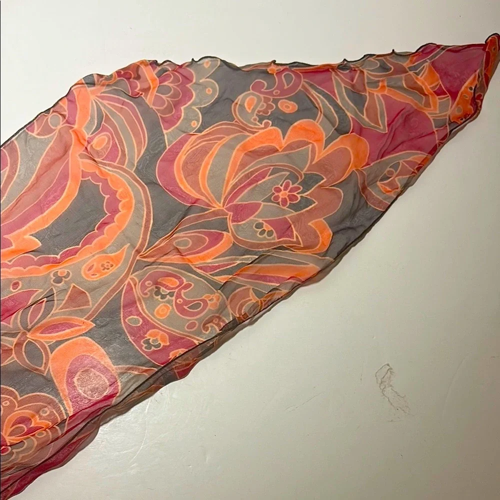 The Limited Red and Orange Silk Scarf with Elegant Design